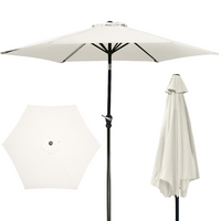 HKM-581907 Outdoor Patio Umbrella with Push-button Tilt and Crank Handle, UV and Water Resistant with 6 Sturdy Metal Ribs