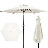HKM-581907 Outdoor Patio Umbrella with Push-button Tilt and Crank Handle, UV and Water Resistant with 6 Sturdy Metal Ribs