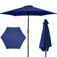 HKM-581907 Outdoor Patio Umbrella with Push-button Tilt and Crank Handle, UV and Water Resistant with 6 Sturdy Metal Ribs