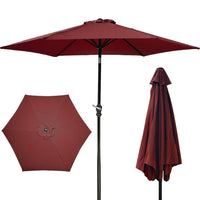 HKM-581907 Outdoor Patio Umbrella with Push-button Tilt and Crank Handle, UV and Water Resistant with 6 Sturdy Metal Ribs