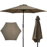 HKM-581907 Outdoor Patio Umbrella with Push-button Tilt and Crank Handle, UV and Water Resistant with 6 Sturdy Metal Ribs