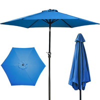 HKM-581907 Outdoor Patio Umbrella with Push-button Tilt and Crank Handle, UV and Water Resistant with 6 Sturdy Metal Ribs