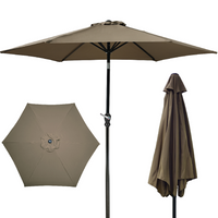 HKM-581907 Outdoor Patio Umbrella with Push-button Tilt and Crank Handle, UV and Water Resistant with 6 Sturdy Metal Ribs