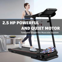 HKM-047251 Adjustable Incline Indoor Treadmill with Easy-to-Move Wheels for All Fitness Levels