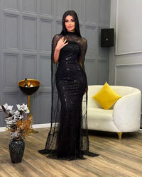HKM-992595 Elegant Black Evening Dress for Women - Style EZ25171