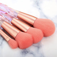 HKM-609107 10-Piece Crystal Makeup Brush Set with Diamond Handles and Premium Man-Made Fiber Bristles