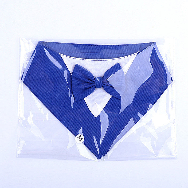 HKM-647955 Sky Blue Velcro Triangle Pet Saliva Towel - Cotton Polyester for Dogs, Available in XS, S, M, L