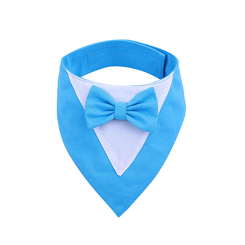 HKM-647955 Sky Blue Velcro Triangle Pet Saliva Towel - Cotton Polyester for Dogs, Available in XS, S, M, L