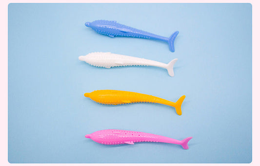 HKM-708243 Silicone Catnip Fish Toy for Cats - Durable Teeth Cleaning & Molar Design in Blue, Pink, White, Yellow