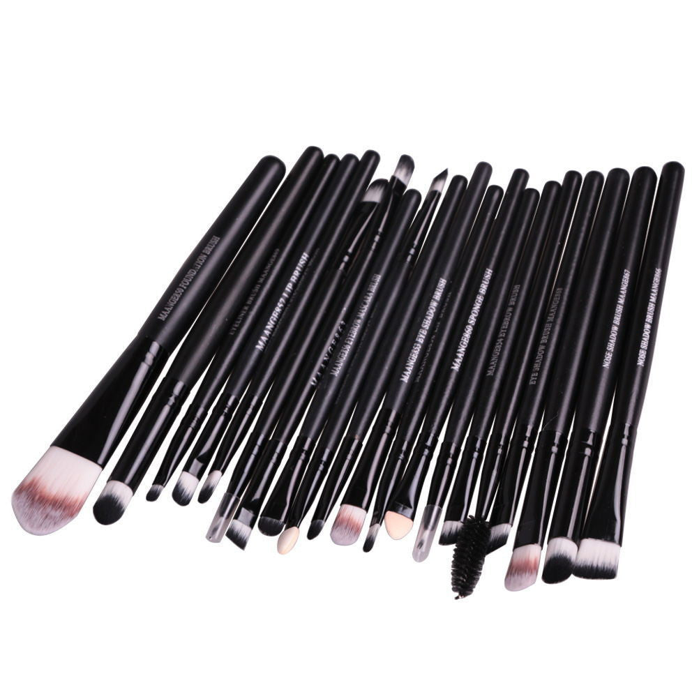 HKM-673491 20-Piece Eye Makeup Brush Set with Wooden Handles and Corrugated Silk Nylon Hair