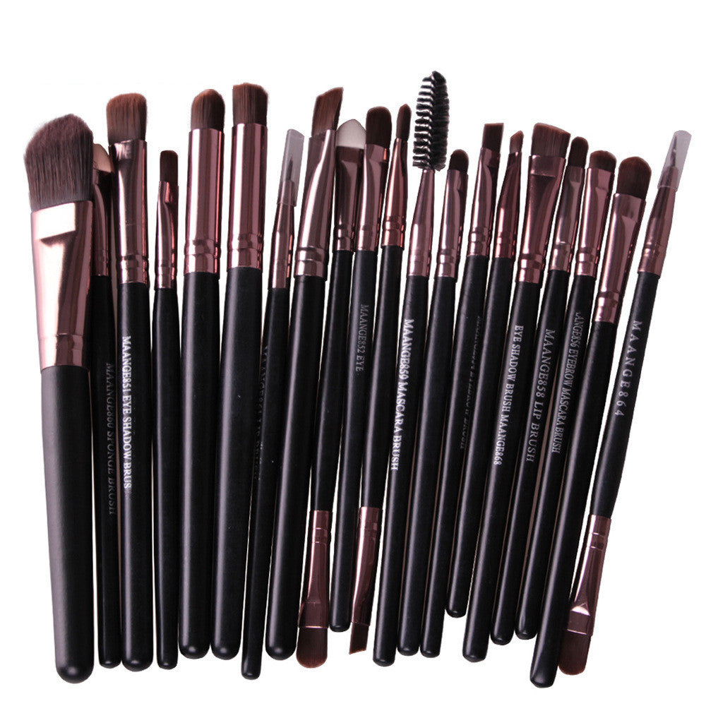 HKM-673491 20-Piece Eye Makeup Brush Set with Wooden Handles and Corrugated Silk Nylon Hair