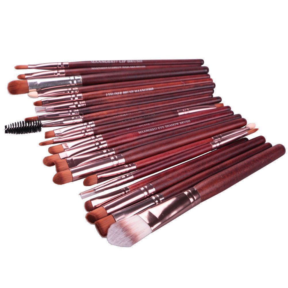 HKM-673491 20-Piece Eye Makeup Brush Set with Wooden Handles and Corrugated Silk Nylon Hair