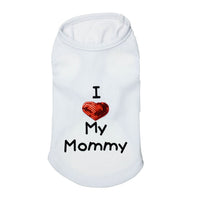 HKM-063763 Cotton Dog Vest with "I Love Mom" Design in Black, White, and Pink, Available in Multiple Sizes