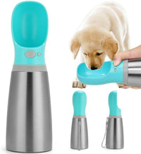 HKM-129875 Stainless Steel 700ml Portable Dog Water Bottle with Leak-Proof Design and Built-In Feeder for Outdoor Adventures