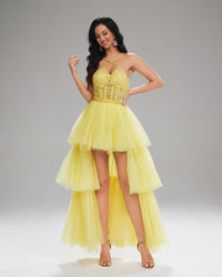 HKM-810643 Elegant Yellow Evening Gown for Women - Style EZ25142