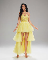 HKM-810643 Elegant Yellow Evening Gown for Women - Style EZ25142