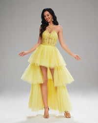 HKM-810643 Elegant Yellow Evening Gown for Women - Style EZ25142
