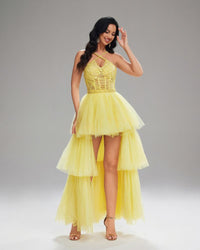 HKM-810643 Elegant Yellow Evening Gown for Women - Style EZ25142