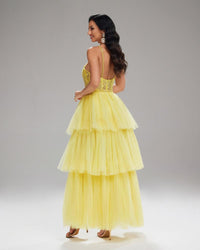 HKM-810643 Elegant Yellow Evening Gown for Women - Style EZ25142