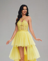 HKM-810643 Elegant Yellow Evening Gown for Women - Style EZ25142