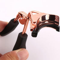 HKM-377427 Rose Gold Eyelash Curler with Black Rubber Handle, Durable Design and Comfortable Grip