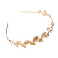 HKM-540627 Golden Leaf Metal Headband for Women - Simple Retro Style Accessory
