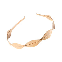 HKM-540627 Golden Leaf Metal Headband for Women - Simple Retro Style Accessory