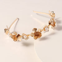 HKM-540627 Golden Leaf Metal Headband for Women - Simple Retro Style Accessory