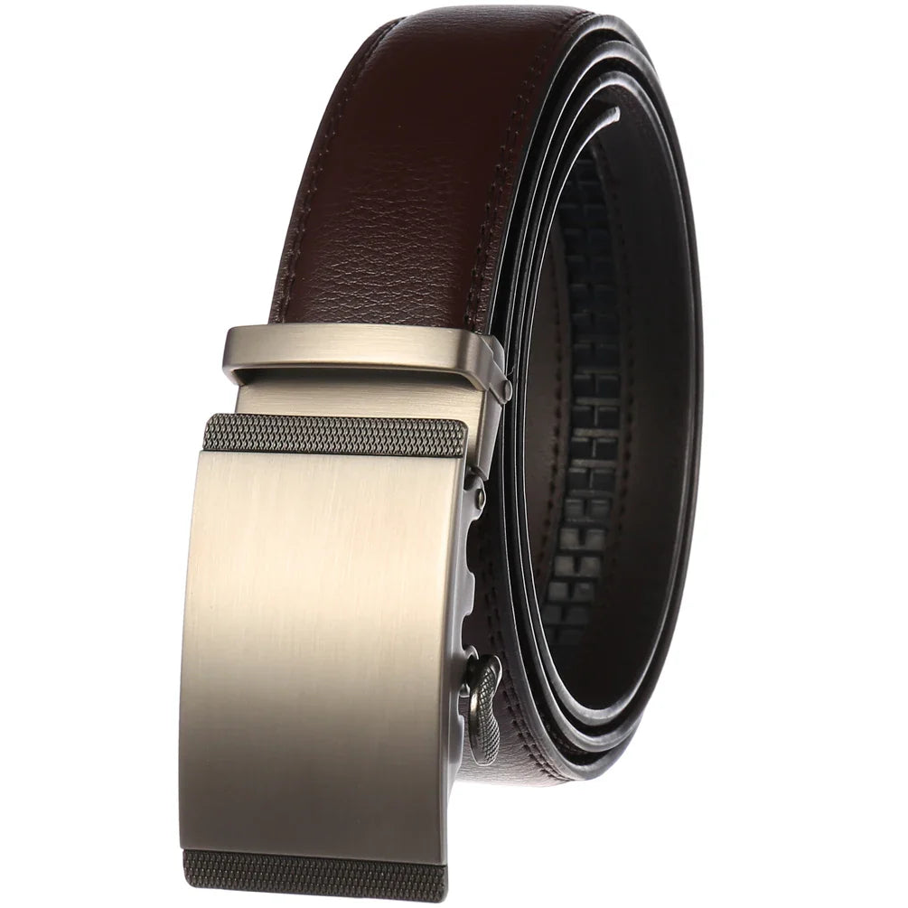 HKM-529555 Two-layer Cowhide Leather Men's Automatic Buckle Belt - Stylish and Durable Design