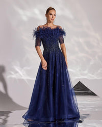 HKM-629843 Elegant Blue Evening Dress for Ladies - Model EZ25129