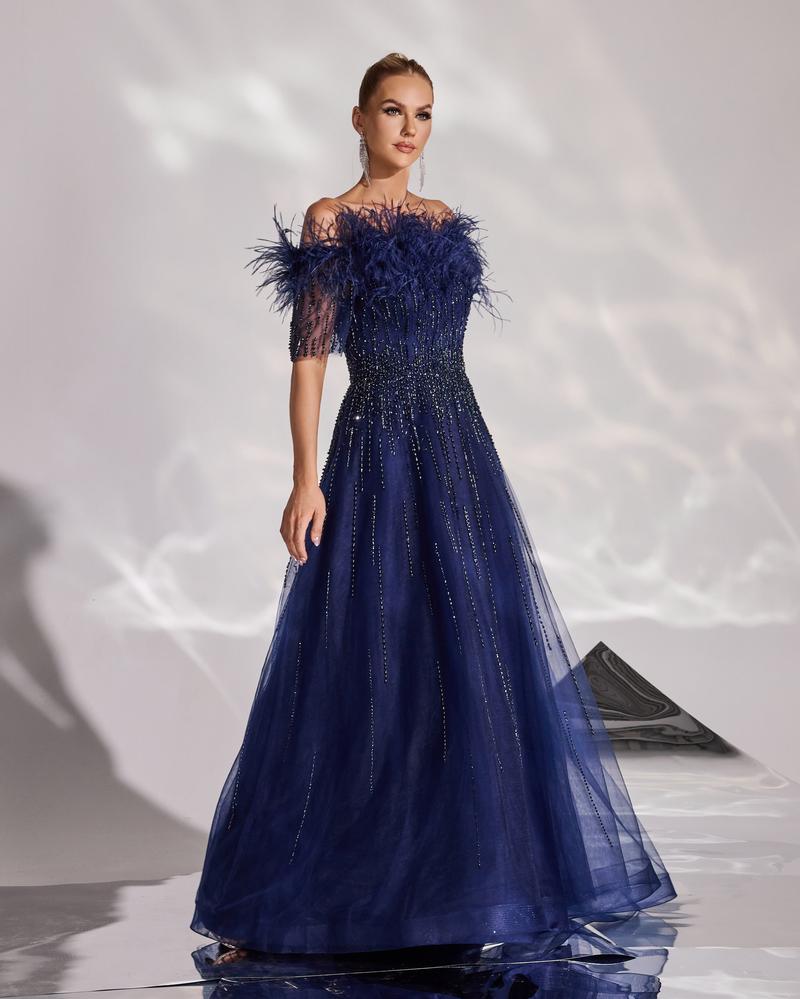 HKM-629843 Elegant Blue Evening Dress for Ladies - Model EZ25129