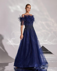 HKM-629843 Elegant Blue Evening Dress for Ladies - Model EZ25129