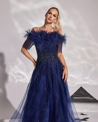 HKM-629843 Elegant Blue Evening Dress for Ladies - Model EZ25129