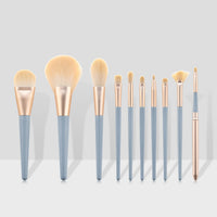 HKM-131091 10-Piece Makeup Brush Set with Wooden Handle and Nylon Bristles