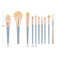 HKM-131091 10-Piece Makeup Brush Set with Wooden Handle and Nylon Bristles