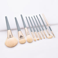 HKM-131091 10-Piece Makeup Brush Set with Wooden Handle and Nylon Bristles