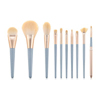 HKM-131091 10-Piece Makeup Brush Set with Wooden Handle and Nylon Bristles