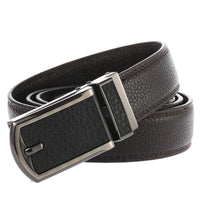 HKM-709203 Automatic Ratchet Leather Belt with Solid Buckle - 30mm Wide, Model LY33-32321-5