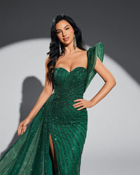 HKM-383507 Elegant Green Evening Dress for Women - Model EZ25115