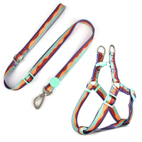 HKM-659475 Adjustable Nylon Dog Collar and Leash Set with Chest Harness for Small to Large Dogs - Versatile in Pink, Blue, Yellow, and Green