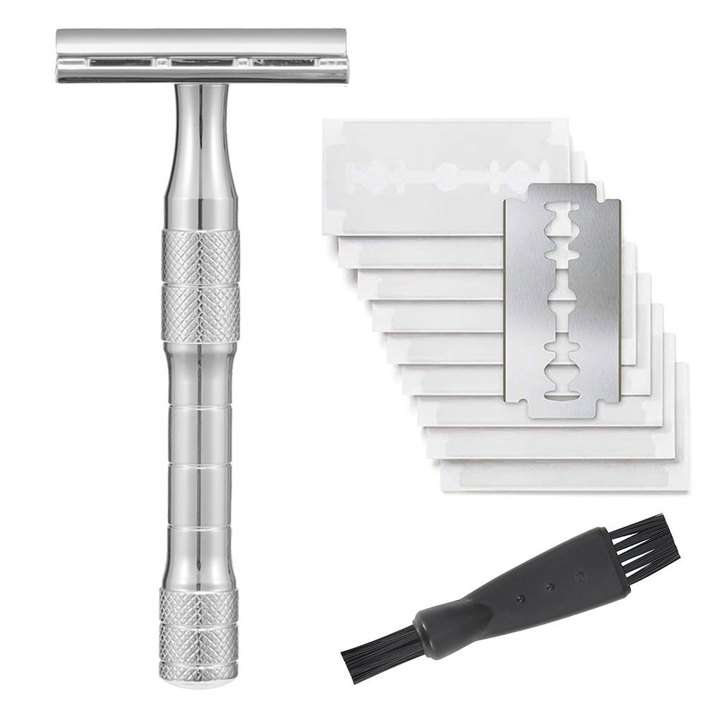 HKM-301523 Double-Sided Shaver with Alloy Handle & Replacement Blades - Multiple Color Options Available