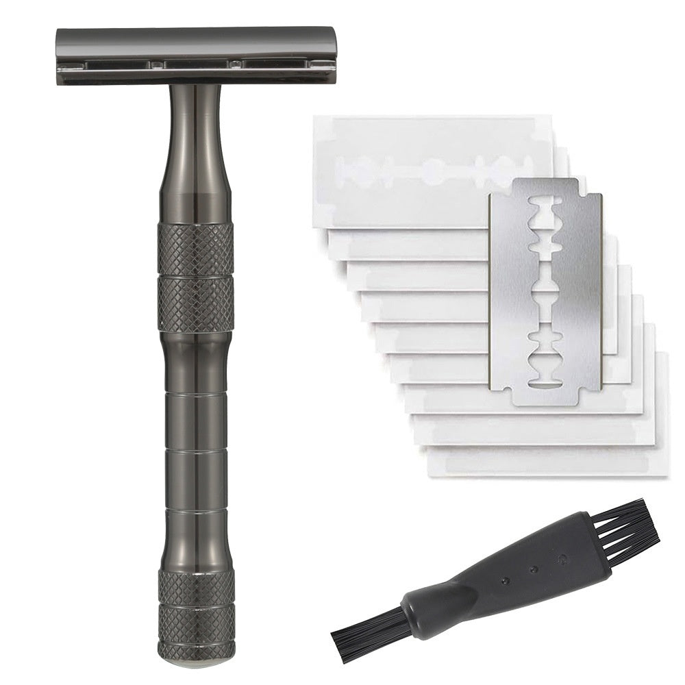 HKM-301523 Double-Sided Shaver with Alloy Handle & Replacement Blades - Multiple Color Options Available