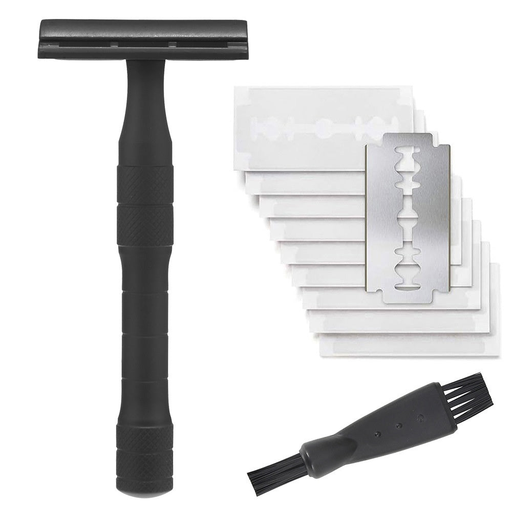 HKM-301523 Double-Sided Shaver with Alloy Handle & Replacement Blades - Multiple Color Options Available