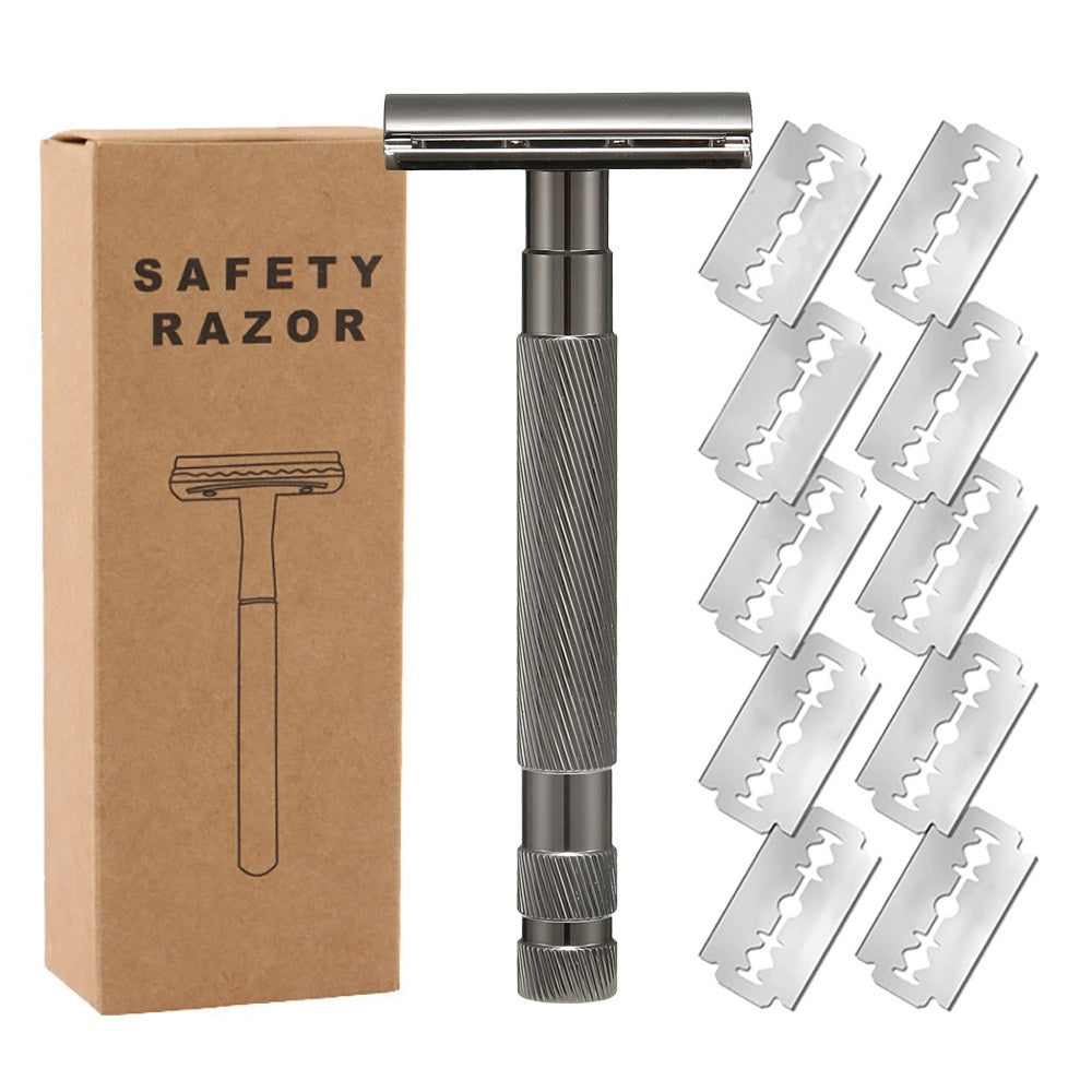 HKM-301523 Double-Sided Shaver with Alloy Handle & Replacement Blades - Multiple Color Options Available