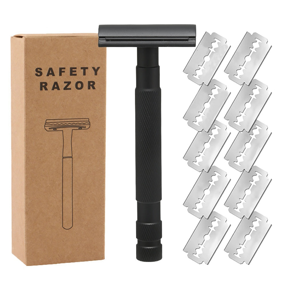 HKM-301523 Double-Sided Shaver with Alloy Handle & Replacement Blades - Multiple Color Options Available