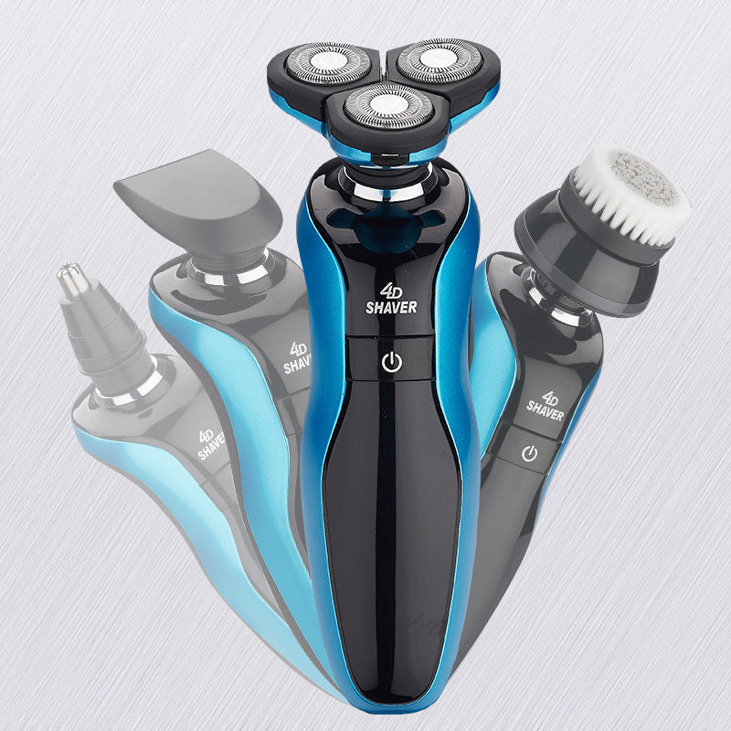 HKM-300371 Three Head Waterproof Electric Shaver with USB Charging and Long Battery Life in Gold/Blue