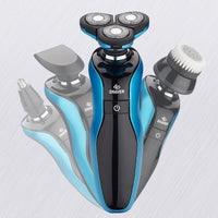 HKM-300371 Three Head Waterproof Electric Shaver with USB Charging and Long Battery Life in Gold/Blue