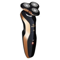 HKM-300371 Three Head Waterproof Electric Shaver with USB Charging and Long Battery Life in Gold/Blue