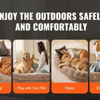 HKM-089043 Large Washable Faux Rabbit Fur Dog Bed for Humans - Cozy 72"x48"x10" Resting Space with Side Pockets and Non-Slip Base
