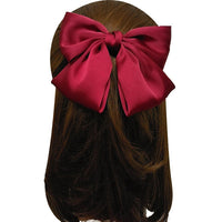 HKM-682899 Elegant Bow Hair Clip in Tribute Silk with Alloy Detailing and Elastic Band, Perfect for Special Occasions